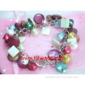 Freshwater multicolor coin pearl bracelets wholesale FPB0299